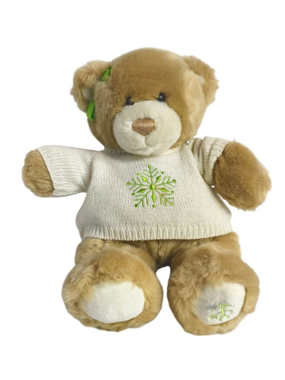 Brooks Brothers Teddy Bear Snowflake Sweater 15" Plush Tan White Embroidered